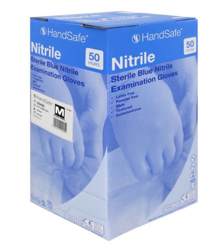 Nitrile Powder-Free Sterile Examination Gloves (Box of 50 pairs)