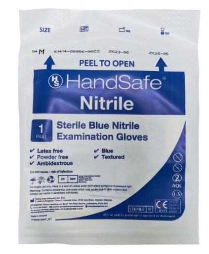 Nitrile Powder-Free Sterile Examination Gloves (Box of 50 pairs)